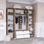 Casa si Gradina - Mobilier - Dulapuri si sifoniere - Sifoniere - Sifonier, Hanah Home, pal melaminat, nuc deschis si alb, 140x45x182 cm - Infinity.ro