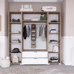 Casa si Gradina - Mobilier - Dulapuri si sifoniere - Sifoniere - Sifonier, Hanah Home, pal melaminat, nuc deschis si alb, 140x45x182 cm - Infinity.ro