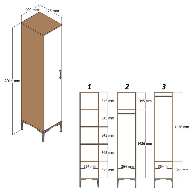 Casa si Gradina - Mobilier - Dulapuri si sifoniere - Sifoniere - Sifonier, Hanah Home, pal melaminat, nuc si antracit, 40x47.5x201.4 cm, 845HCT5409 - Infinity.ro