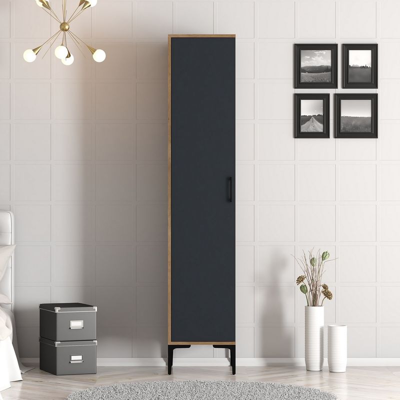 Casa si Gradina - Mobilier - Dulapuri si sifoniere - Sifoniere - Sifonier, Hanah Home, pal melaminat, nuc si antracit, 40x47.5x201.4 cm, 845HCT5409 - Infinity.ro