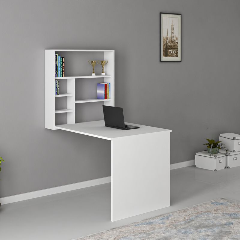 Casa si Gradina - Mobilier - Mese si birouri - Birouri - Birou de studiu, Hanah Home, pal melaminat, alb, 59x90x74 cm - Infinity.ro