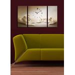 Casa si Gradina - Decoratiuni - Ceasuri - Ceas decorativ de perete, Wallxpert, panza de caprioara, multicolor, 84x45 cm, set 3 piese, 228CLA3638 - Infinity.ro