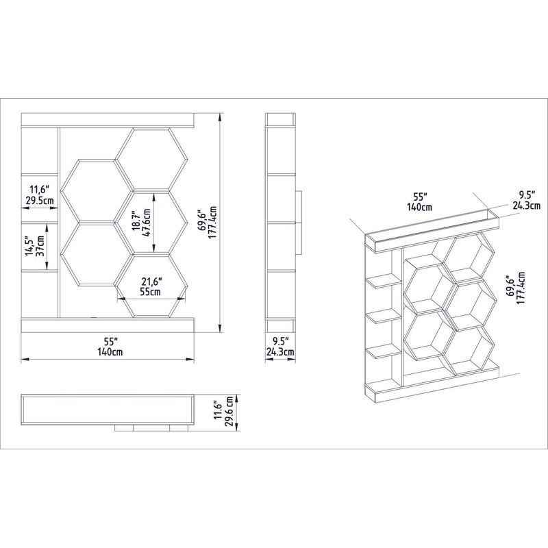 Casa si Gradina - Mobilier - Biblioteci si rafturi - Biblioteci - Biblioteca, Hanah Home, pal melaminat, alb, 140x29.6x177.4 cm - Infinity.ro