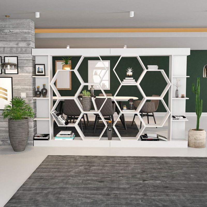 Casa si Gradina - Mobilier - Biblioteci si rafturi - Biblioteci - Biblioteca, Hanah Home, pal melaminat, alb, 140x29.6x177.4 cm - Infinity.ro