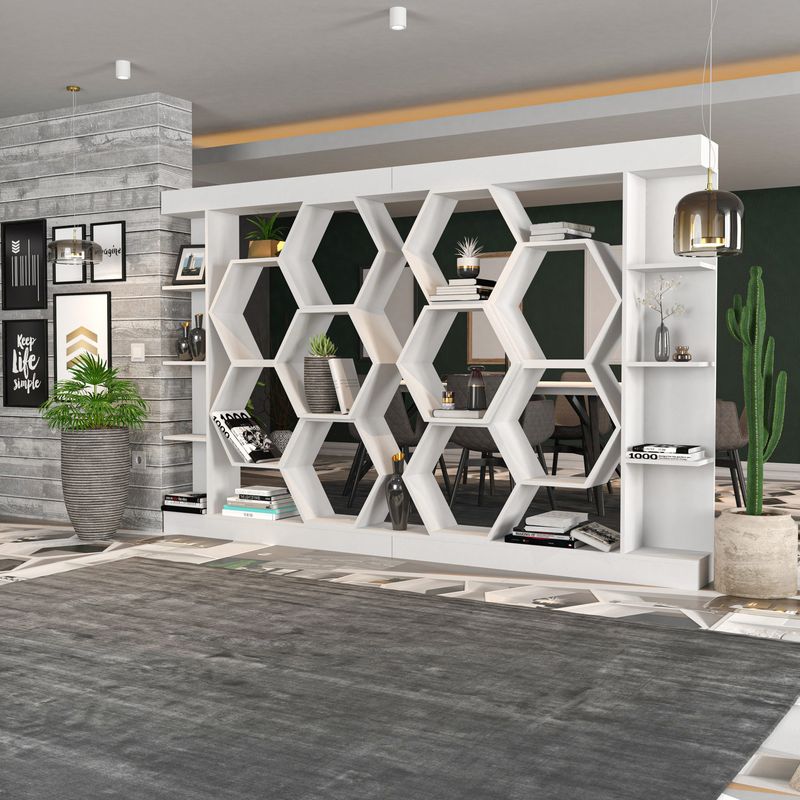 Casa si Gradina - Mobilier - Biblioteci si rafturi - Biblioteci - Biblioteca, Hanah Home, pal melaminat, alb, 140x29.6x177.4 cm - Infinity.ro