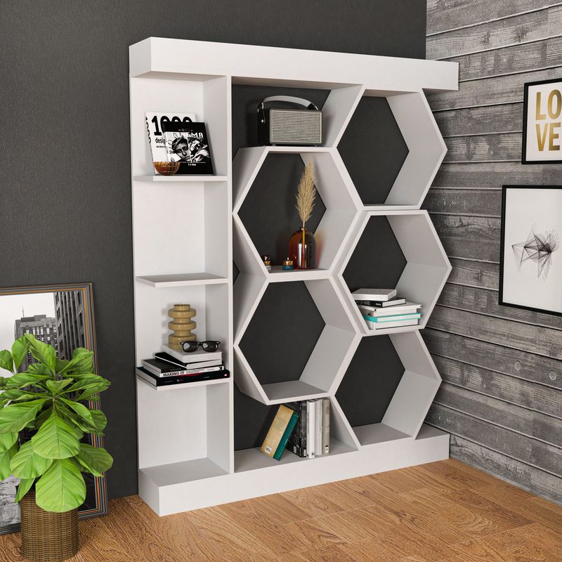 Casa si Gradina - Mobilier - Biblioteci si rafturi - Biblioteci - Biblioteca, Hanah Home, pal melaminat, alb, 140x29.6x177.4 cm - Infinity.ro