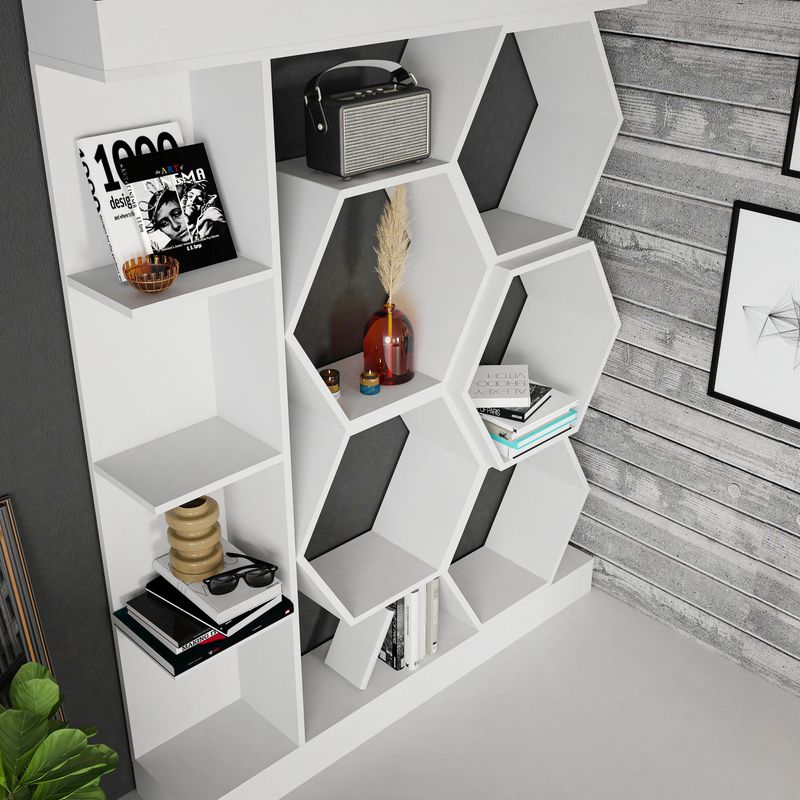 Casa si Gradina - Mobilier - Biblioteci si rafturi - Biblioteci - Biblioteca, Hanah Home, pal melaminat, alb, 140x29.6x177.4 cm - Infinity.ro