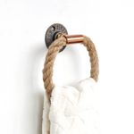 Casa si Gradina - Sanitare - Suporturi si accesorii baie - Suporturi baie - Carlig de teava, Hanah Home, franghie, rose gold, 16x16x6 cm - Infinity.ro