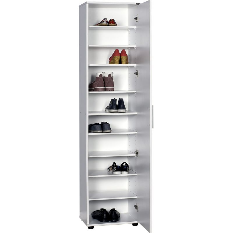 Casa si Gradina - Mobilier - Dulapuri si sifoniere - Dulapuri pantofi - Dulap pantofi, Hanah Home, pal melaminat, alb, 45x36x187 cm, usa cu oglinda - Infinity.ro
