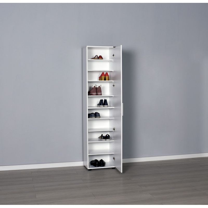 Casa si Gradina - Mobilier - Dulapuri si sifoniere - Dulapuri pantofi - Dulap pantofi, Hanah Home, pal melaminat, alb, 45x36x187 cm, usa cu oglinda - Infinity.ro
