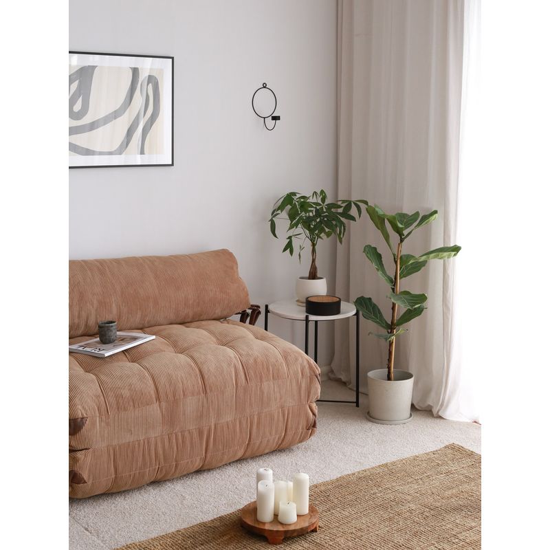 Casa si Gradina - Mobilier - Canapele si coltare - Canapele - Canapea extensibila 2 locuri, Hanah Home, catifea, camel, 120x79x75 cm - Infinity.ro