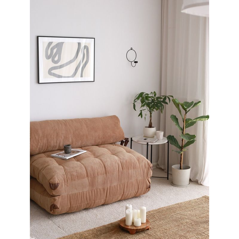 Casa si Gradina - Mobilier - Canapele si coltare - Canapele - Canapea extensibila 2 locuri, Hanah Home, catifea, camel, 120x79x75 cm - Infinity.ro