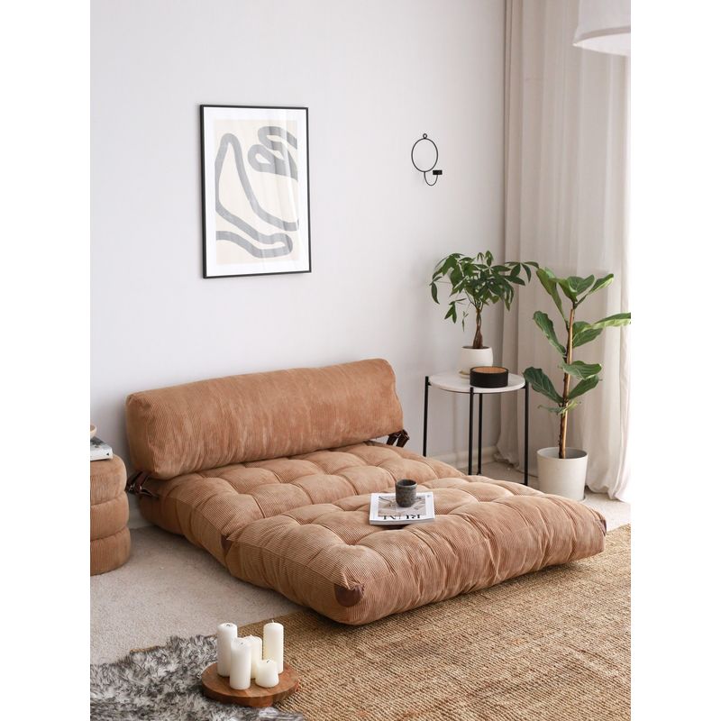 Casa si Gradina - Mobilier - Canapele si coltare - Canapele - Canapea extensibila 2 locuri, Hanah Home, catifea, camel, 120x79x75 cm - Infinity.ro