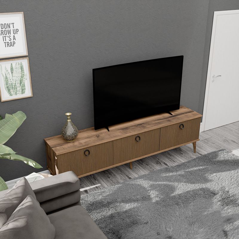 Casa si Gradina - Mobilier - Comode si corpuri - Comode - Comoda tv, Hanah Home, pal melaminat, nuc, 180x35x53 cm - Infinity.ro