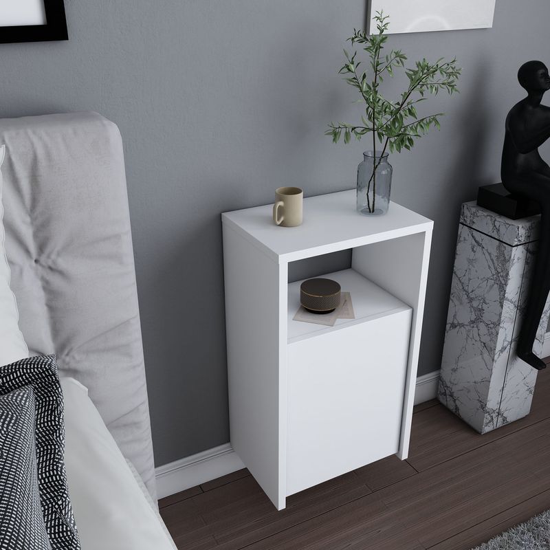 Casa si Gradina - Mobilier - Comode si corpuri - Noptiere - Noptiera, Hanah Home, pal melaminat, alb, 36x25,3x61,4 cm - Infinity.ro