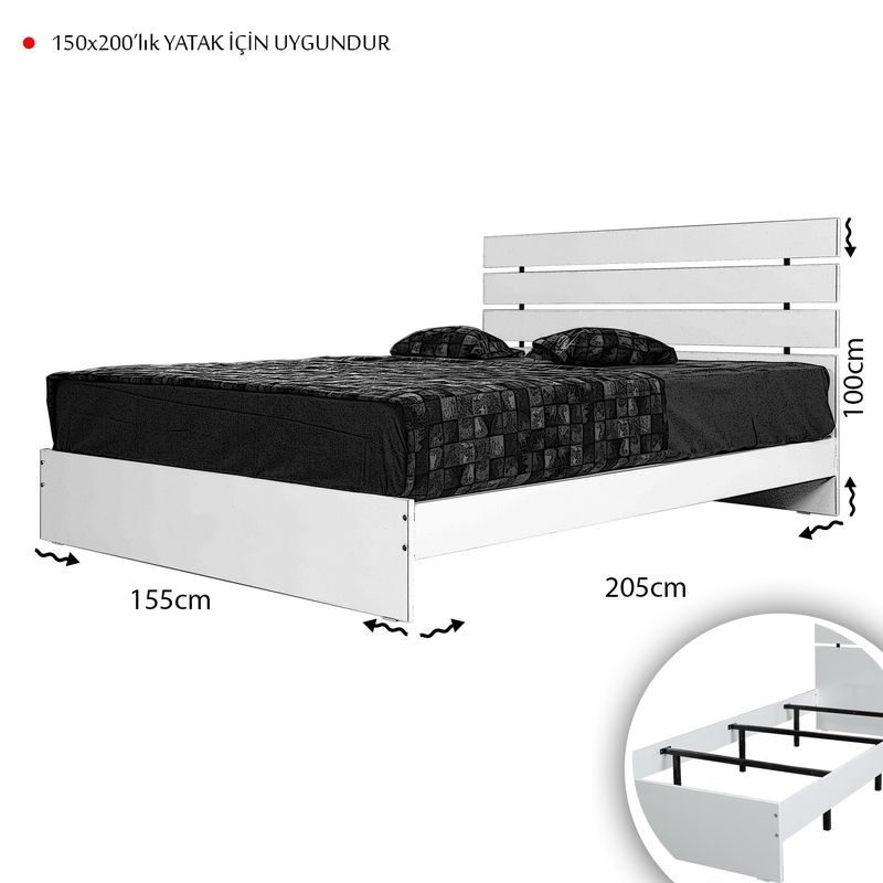 Casa si Gradina - Mobilier - Saltele si somiere - Somiere - Somiera dubla, Hanah Home, panou de particule cu melamina, nuc, 155x205x100 cm - Infinity.ro