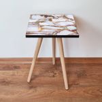 Casa si Gradina - Mobilier - Mese si birouri - Mese living - Masa laterala, Hanah Home, mdf, alb camel auriu, 35x35x42 cm - Infinity.ro