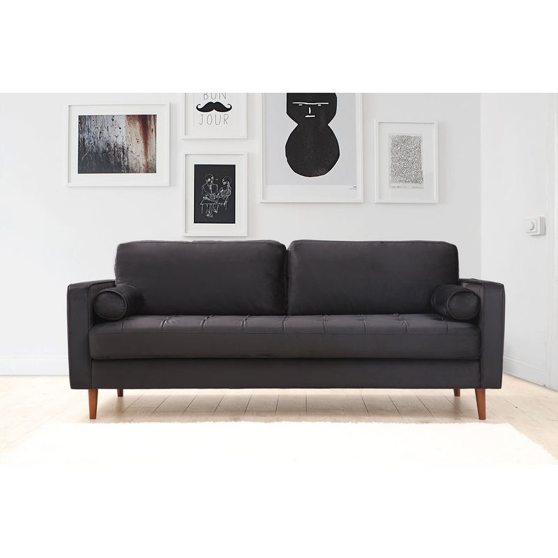 Casa si Gradina - Mobilier - Canapele si coltare - Canapele - Canapea 3 locuri, Atelier Del Sofa, lemn fag si pal, negru si stejar, 215x90x70 cm - Infinity.ro