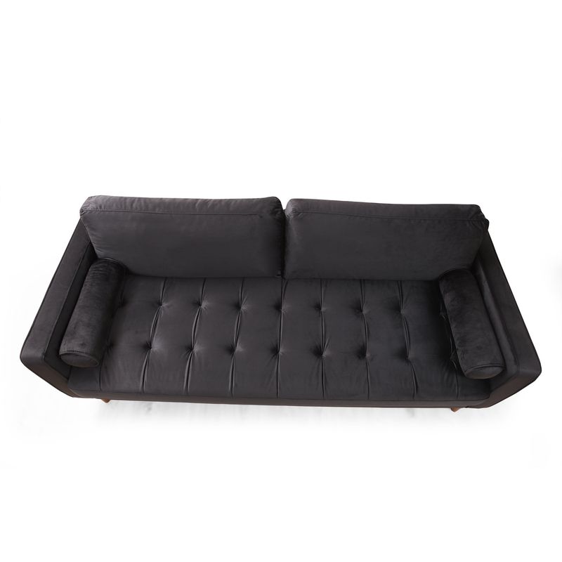 Casa si Gradina - Mobilier - Canapele si coltare - Canapele - Canapea 3 locuri, Atelier Del Sofa, lemn fag si pal, negru si stejar, 215x90x70 cm - Infinity.ro