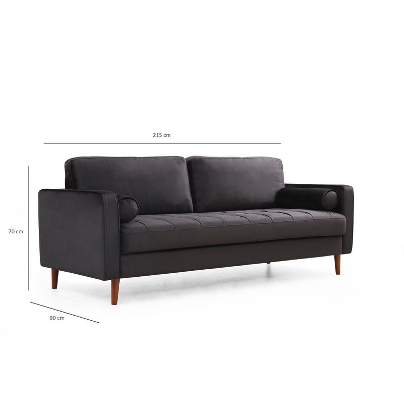 Casa si Gradina - Mobilier - Canapele si coltare - Canapele - Canapea 3 locuri, Atelier Del Sofa, lemn fag si pal, negru si stejar, 215x90x70 cm - Infinity.ro