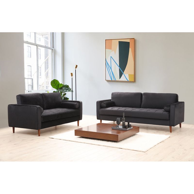 Casa si Gradina - Mobilier - Canapele si coltare - Canapele - Canapea 3 locuri, Atelier Del Sofa, lemn fag si pal, negru si stejar, 215x90x70 cm - Infinity.ro