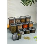 Casa si Gradina - Bucatarie si vesela - Organizare si depozitare bucatarie - Cutii alimentare - Set cutii depozitare, Hermia, plastic, antracit, 10x10x9,5 cm/10x10x16,5 cm/10x10x24,5 cm, 12 piese - Infinity.ro