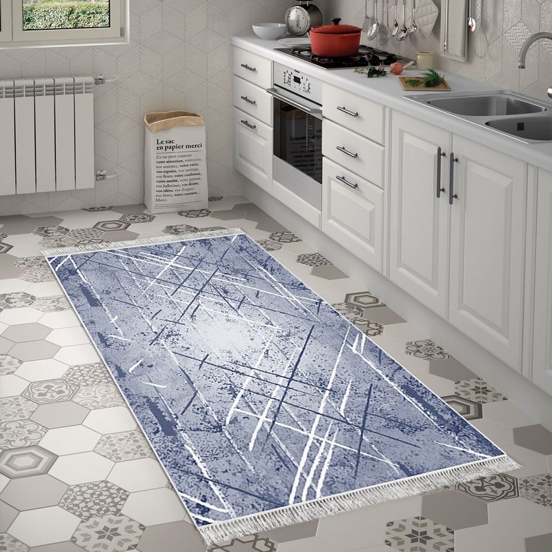 Casa si Gradina - Textile si covoare - Covoare - Covoare casa - Covor, Conceptum Hypnose, albastru, 100x200 cm, 100% poliester, antiderapant, lavabil la masina, 955ANR3470 - Infinity.ro