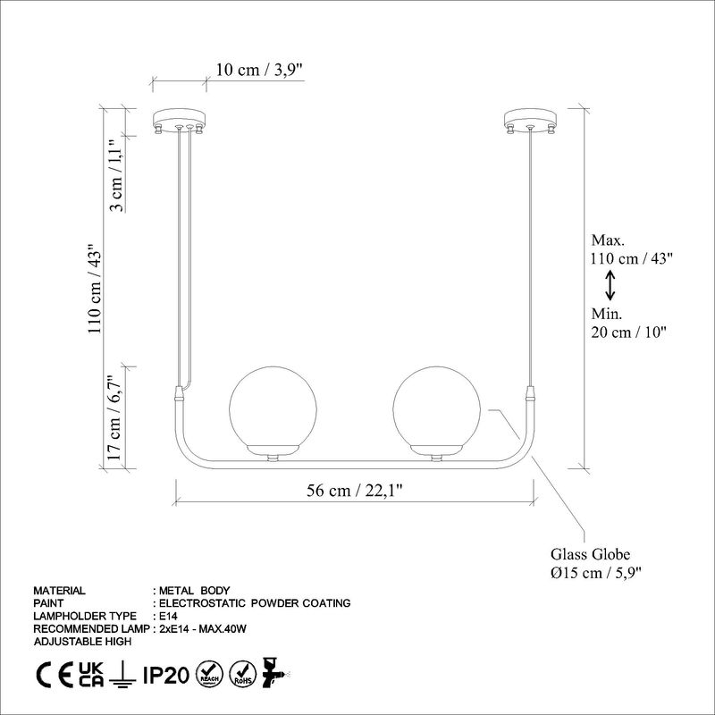 Casa si Gradina - Corpuri si surse de iluminat - Lustre si pendule - Candelabru, Opviq, metal, alb, 56x15x20-110 cm, inaltime reglabila - Infinity.ro