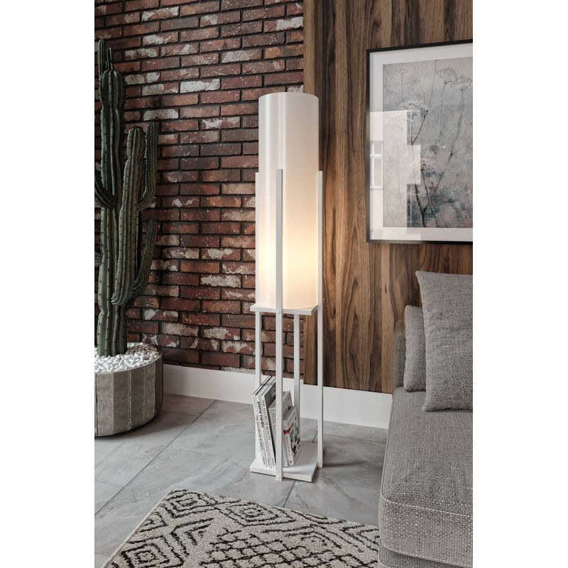 Casa si Gradina - Corpuri si surse de iluminat - Veioze si lampi - Lampadare - Lampadar, Opviq, lemn compozit, alb, 160 cm - Infinity.ro