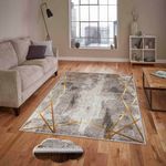 Casa si Gradina - Textile si covoare - Covoare - Covoare casa - Covor, Conceptum Hypnose, crem, nurca, auriu, 100x150 cm, 100% poliester, antiderapant - Infinity.ro
