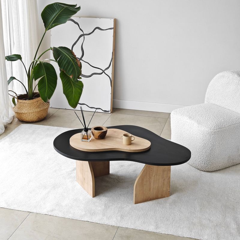 Casa si Gradina - Mobilier - Mese si birouri - Masute de cafea - Masuta de cafea, Hanah Home, pal melaminat, negru si stejar safir, 105x65x35 cm - Infinity.ro
