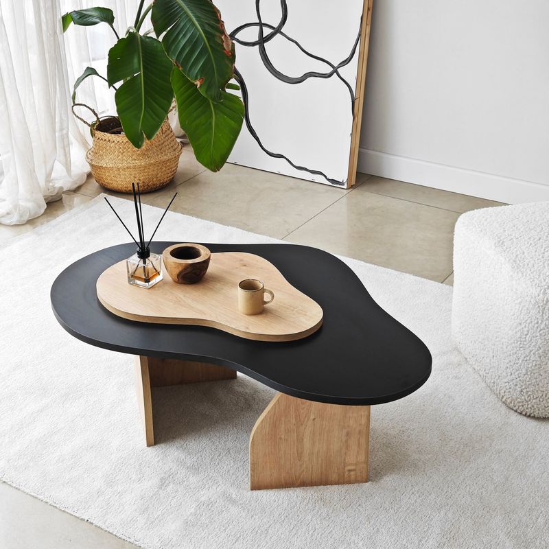 Casa si Gradina - Mobilier - Mese si birouri - Masute de cafea - Masuta de cafea, Hanah Home, pal melaminat, negru si stejar safir, 105x65x35 cm - Infinity.ro