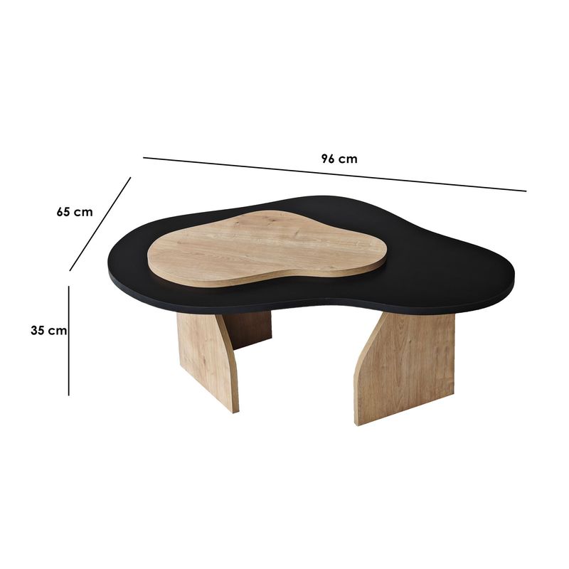 Casa si Gradina - Mobilier - Mese si birouri - Masute de cafea - Masuta de cafea, Hanah Home, pal melaminat, negru si stejar safir, 105x65x35 cm - Infinity.ro