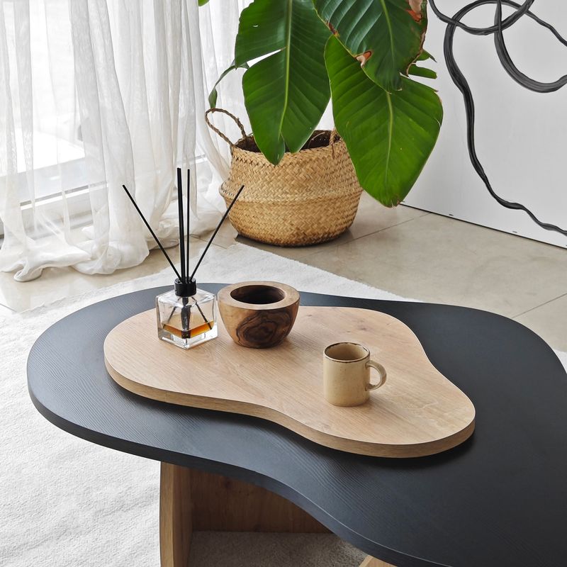 Casa si Gradina - Mobilier - Mese si birouri - Masute de cafea - Masuta de cafea, Hanah Home, pal melaminat, negru si stejar safir, 105x65x35 cm - Infinity.ro