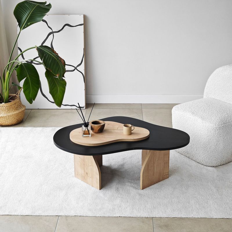 Casa si Gradina - Mobilier - Mese si birouri - Masute de cafea - Masuta de cafea, Hanah Home, pal melaminat, negru si stejar safir, 105x65x35 cm - Infinity.ro