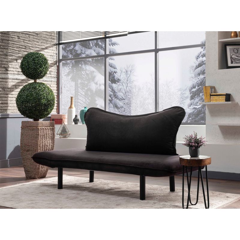 Casa si Gradina - Mobilier - Canapele si coltare - Canapele - Canapea extensibila 2 locuri, Hanah Home, metal, negru, 150x70x75 cm - Infinity.ro