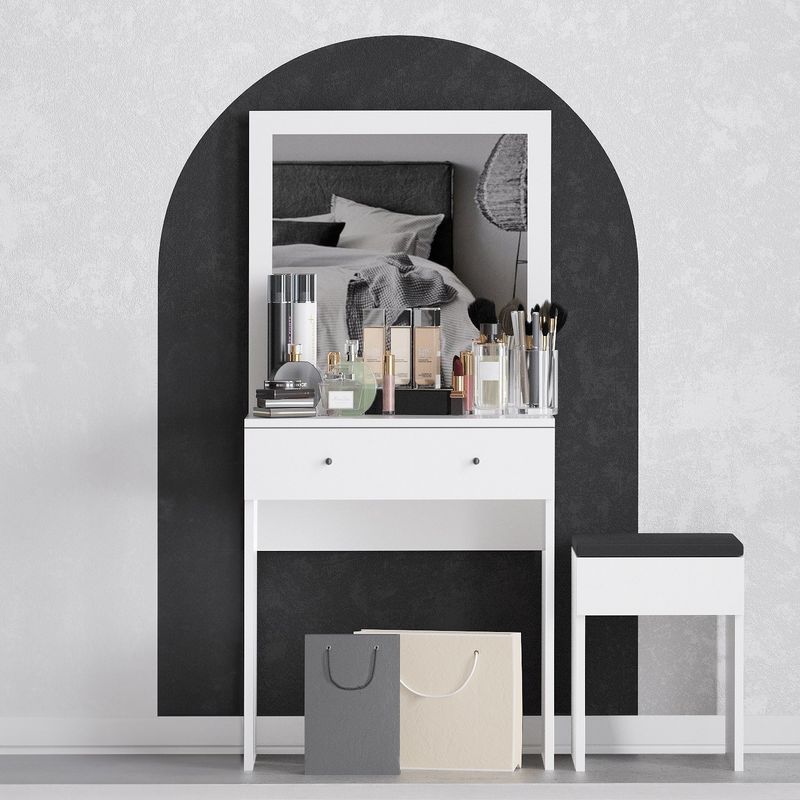 Casa si Gradina - Mobilier - Comode si corpuri - Masute de toaleta - Masa de machiaj, Hanah Home, panou de particule melaminat, alb, 65x35x139 cm, 793ELG4103 - Infinity.ro