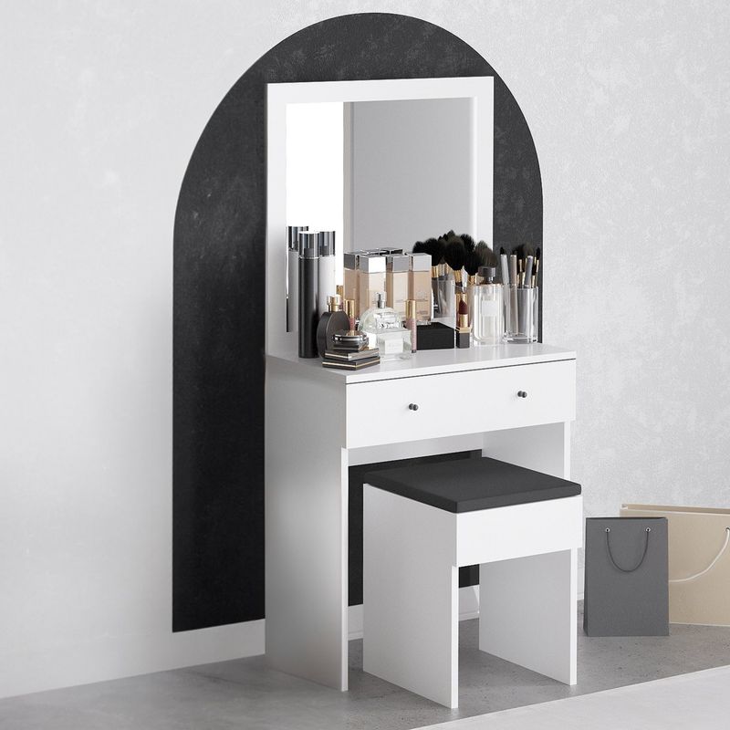 Casa si Gradina - Mobilier - Comode si corpuri - Masute de toaleta - Masa de machiaj, Hanah Home, panou de particule melaminat, alb, 65x35x139 cm, 793ELG4103 - Infinity.ro