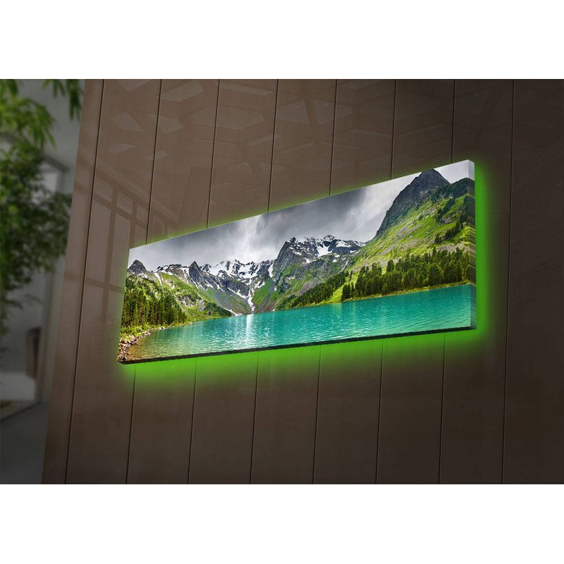Casa si Gradina - Electrice - Tablouri electrice si accesorii - Tablou canvas cu led, Wallxpert, piele intoarsa, multicolor, 30x90 cm, 239SHN1255 - Infinity.ro