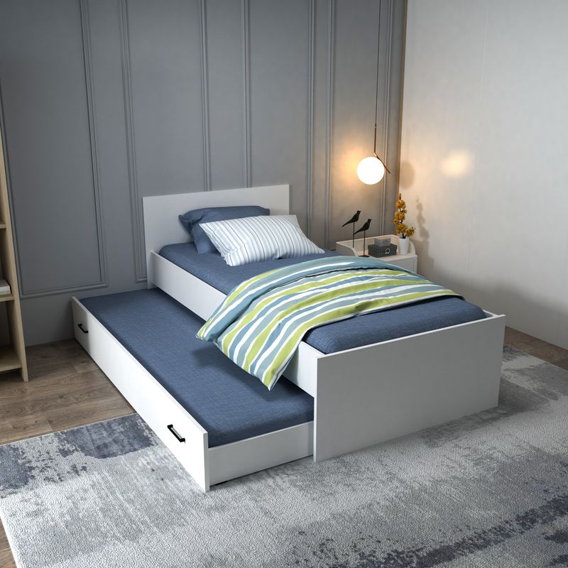 Casa si Gradina - Mobilier - Saltele si somiere - Somiere - Somiera, Hanah Home, PAL melaminat, alb, 100x193.6x80 cm - Infinity.ro