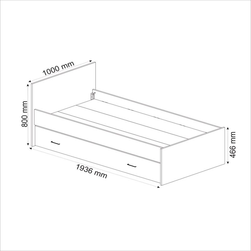 Casa si Gradina - Mobilier - Saltele si somiere - Somiere - Somiera, Hanah Home, PAL melaminat, alb, 100x193.6x80 cm - Infinity.ro
