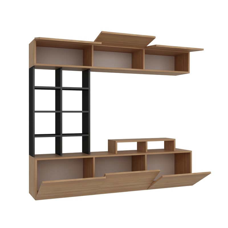 Casa si Gradina - Mobilier - Comode si corpuri - Comode - Comoda tv, Hanah Home, pal melaminat, tec si negru, 180x40x37 cm - Infinity.ro