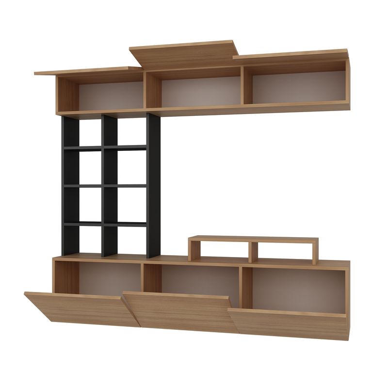 Casa si Gradina - Mobilier - Comode si corpuri - Comode - Comoda tv, Hanah Home, pal melaminat, tec si negru, 180x40x37 cm - Infinity.ro