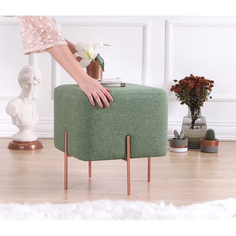 Casa si Gradina - Mobilier - Scaune si fotolii - Tabureti - Taburet, Atelier Del Sofa, bumbac si in, verde, 40x40x42 cm - Infinity.ro