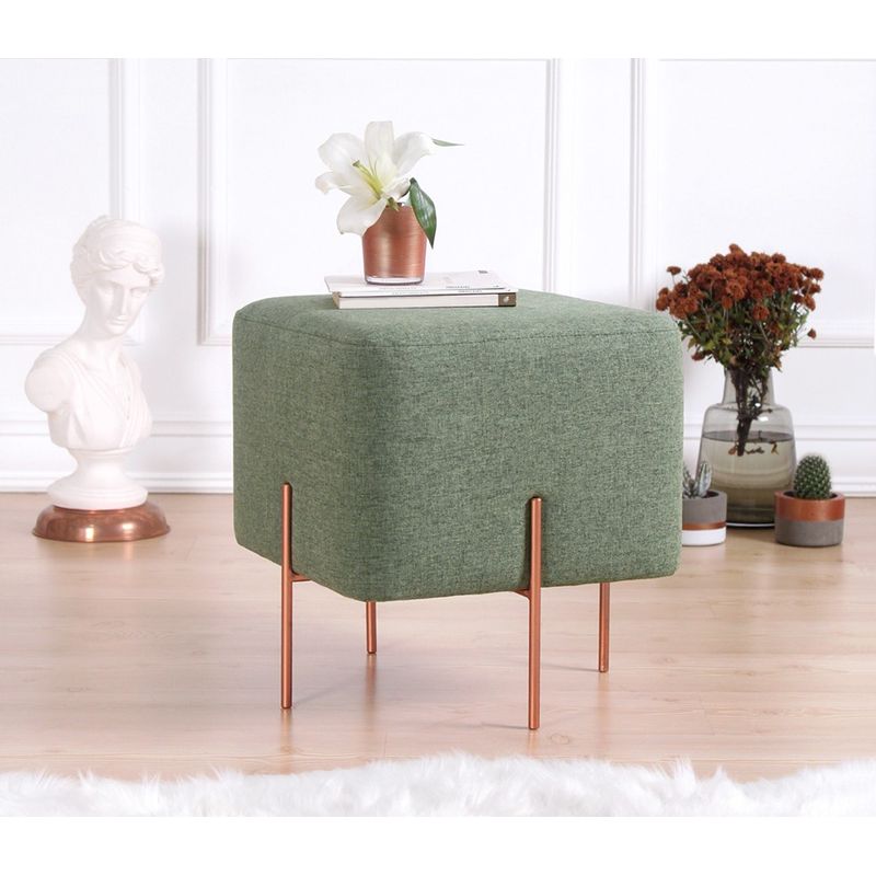 Casa si Gradina - Mobilier - Scaune si fotolii - Tabureti - Taburet, Atelier Del Sofa, bumbac si in, verde, 40x40x42 cm - Infinity.ro