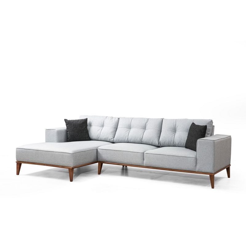 Casa si Gradina - Mobilier - Canapele si coltare - Coltare - Coltar extensibil, Hanah Home, lemn fag si pal, gri deschis, 288x160 cm, 560ARE1111 - Infinity.ro