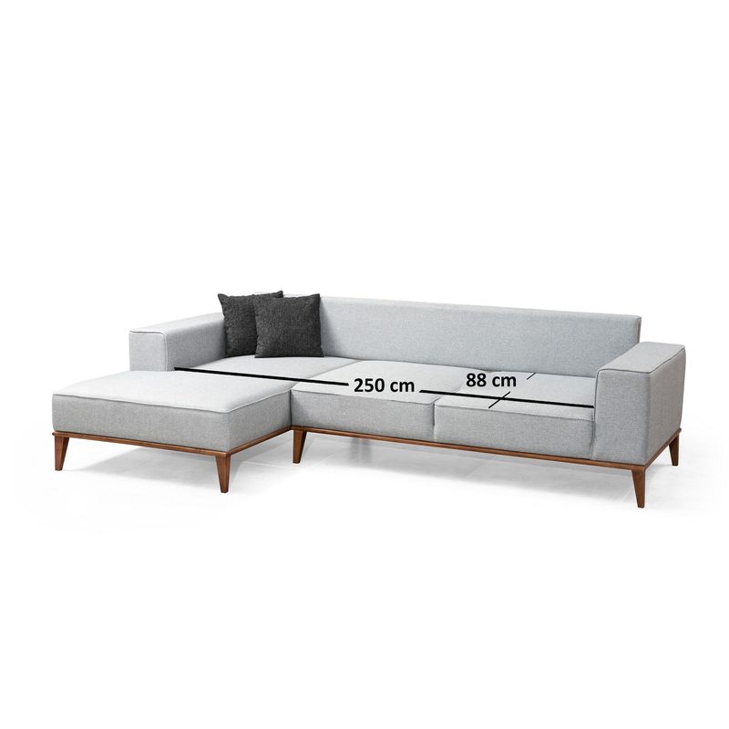Casa si Gradina - Mobilier - Canapele si coltare - Coltare - Coltar extensibil, Hanah Home, lemn fag si pal, gri deschis, 288x160 cm, 560ARE1111 - Infinity.ro