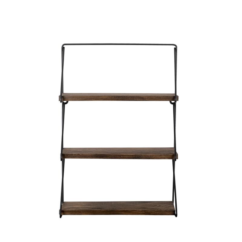 Casa si Gradina - Mobilier - Biblioteci si rafturi - Etajere - Etajera de perete, Hanah Home, lemn de molid si metal, negru si nuc, 60x40x15 cm, 491CRT1107 - Infinity.ro