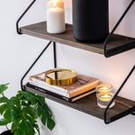 Casa si Gradina - Mobilier - Biblioteci si rafturi - Etajere - Etajera de perete, Hanah Home, lemn de molid si metal, negru si nuc, 60x40x15 cm, 491CRT1107 - Infinity.ro