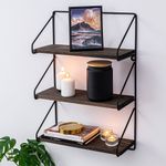 Casa si Gradina - Mobilier - Biblioteci si rafturi - Etajere - Etajera de perete, Hanah Home, lemn de molid si metal, negru si nuc, 60x40x15 cm, 491CRT1107 - Infinity.ro